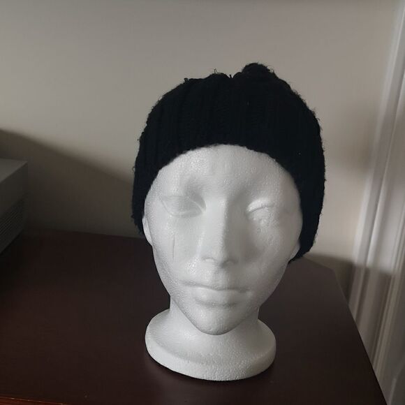 Randy Girl Black Knitted Beanie Hat With Pom One Size - Picture 5 of 9